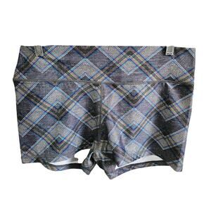 Peachy Women's XL Serenity Athletic Shortie Shorts Gray Zig Zag Plaid NWT